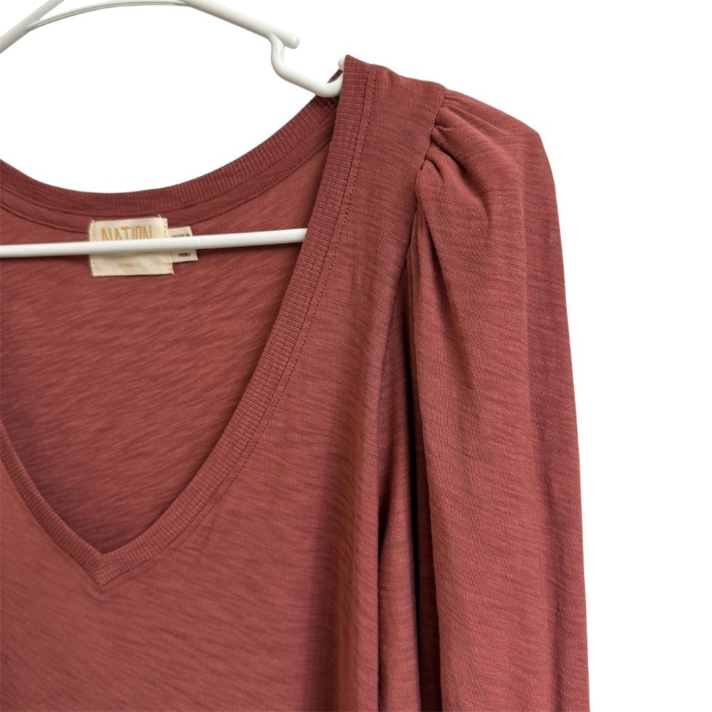 Anthropologie Nation LTD Emilia Rusted Rose V Neck Drama Puff Sleeve Top Size M - Picture 6 of 13